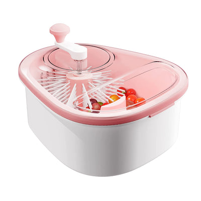 Fruit Vegetable Cleaning Device Salad Manual Washing Spinner with Brush Hand Crank Fruit Washing Machine with Bowl Kitchen Gadget 