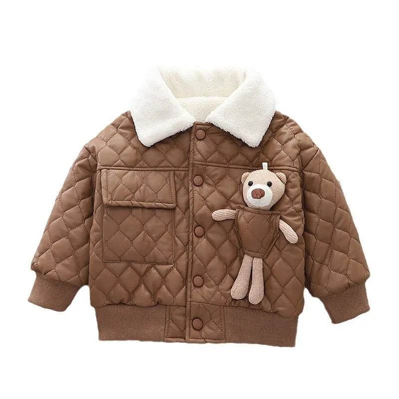 Boys' Thick Leather Coat Lapel Long-sleeved Jacket 