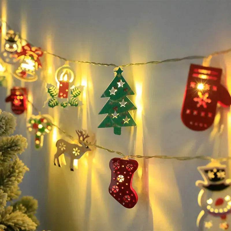 Christmas LED Light String Santa Claus Elk Snowman Xmas Ornament String Light Christmas Decorations New Year Navidad Gift 