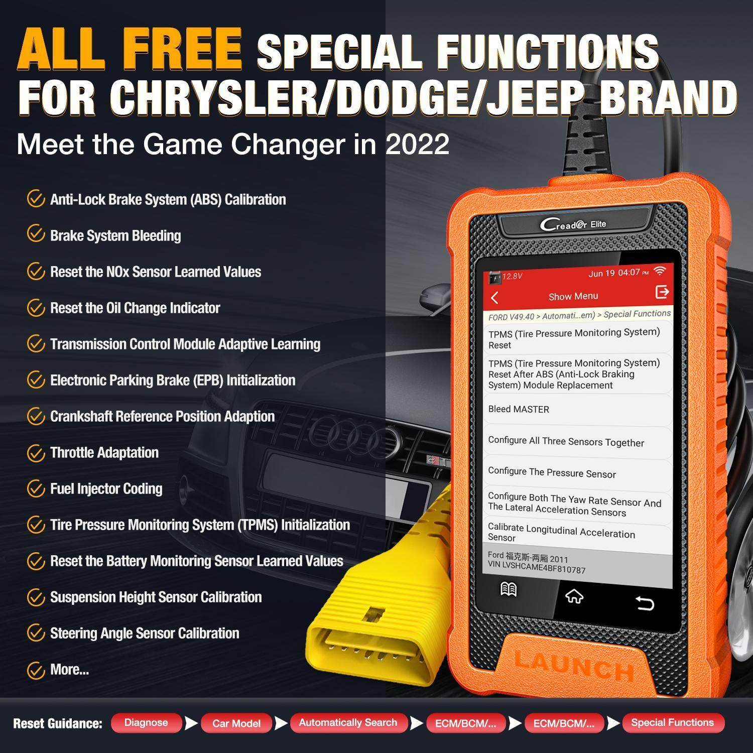 US EU Warehouse Launches CRE Full System Diagnostic Tool For Chrysler And OBD2 Code Reader Car Scanner For JEEP And DODGE 