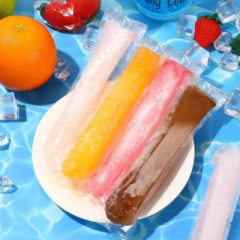 320 Pcs Disposable Beverage Packaging Bag Ice Popsicle Mold Bags With 2 Pcs Orange Funnels DIY Ice Lolly Bags BPA Free Freezer Tubes With Zip Seals For Summer Halloween Birthday Party 
