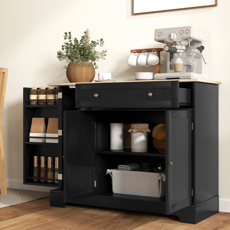Modern Sideboard Cabinet, 41" Kitchen Buffet Cabinet with Drawer, Adjustable Shelf, 3 Doors for Dining Room, Black