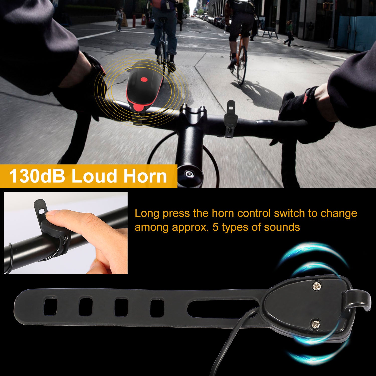 10000lm Bike Headlight USB Rechargeable LED Bicycle Front Light Rear Tail Light with 130dB Loud Horn 