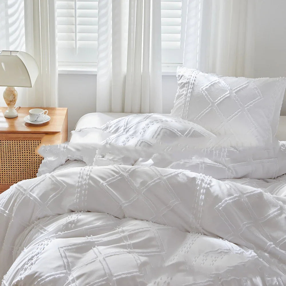 Cut Flower Geometric  Simple Pure Color Duvet Cover Pillowcase 