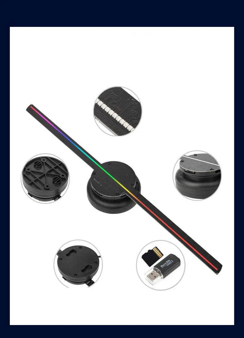 Led Luminous Sign Light Holographic Projector Diy Fan Screen Video Picture 3d Holographic Light Holiday Decoration 