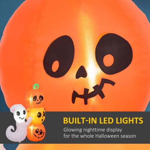 HOMCOM 5ft Inflatable Halloween Decoration Ghost And Pumpkin, Blow Up Outdoor LED Yard Display, Waterproof 