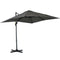 Outsunny 8'x8' Square Offset Patio Umbrella Hanging Cantilever Crank Parasol 360° Rotation Cross Base Grey