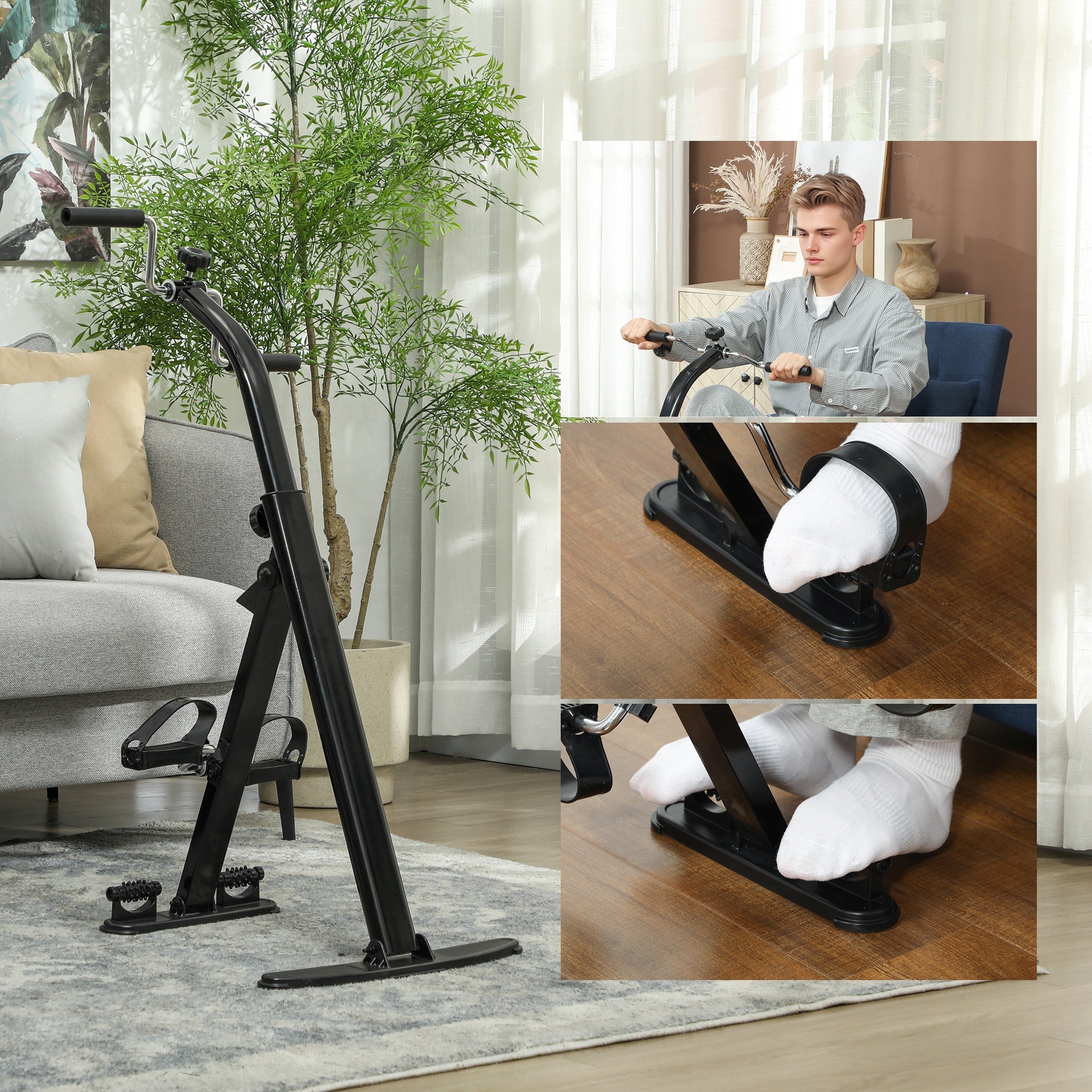 Soozier Seated Pedal Exerciser, Foldable Leg Exercise Bike with LCD Monitor for Seniors Elderly Rehabilitation Recovery Therapy 