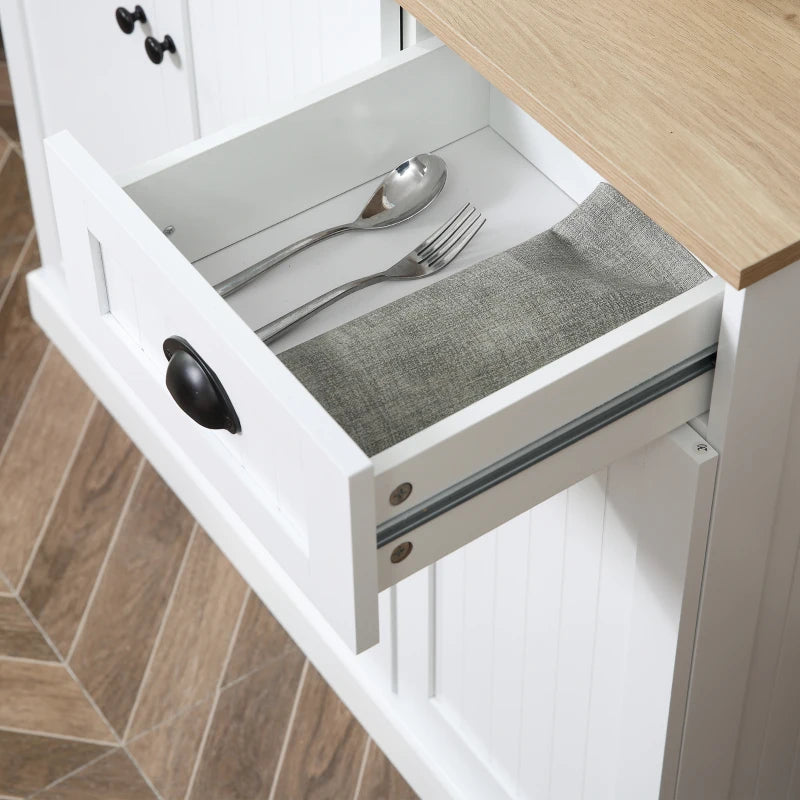 71" Kitchen Pantry Buffet with Hutch Storage Cabinet Microwave Oven Stand with Drawer, White, Oak