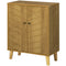 HOMCOM Natural Wood Storage Cabinet: Shelf Cupboard with Wood Legs for Living Room, Bathroom & Versatile Organization