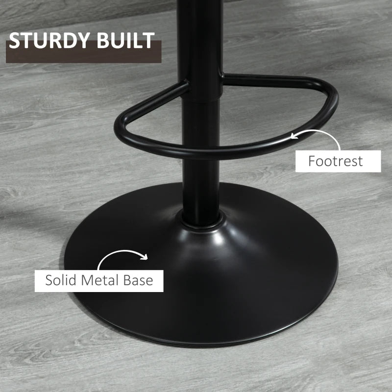 Adjustable Bar Stools Set of 2, Leathaire Swivel Barstools with Back and Footrest, Upholstered Bar Chairs for Kitchen, Dining Room, Home Pub, Brown