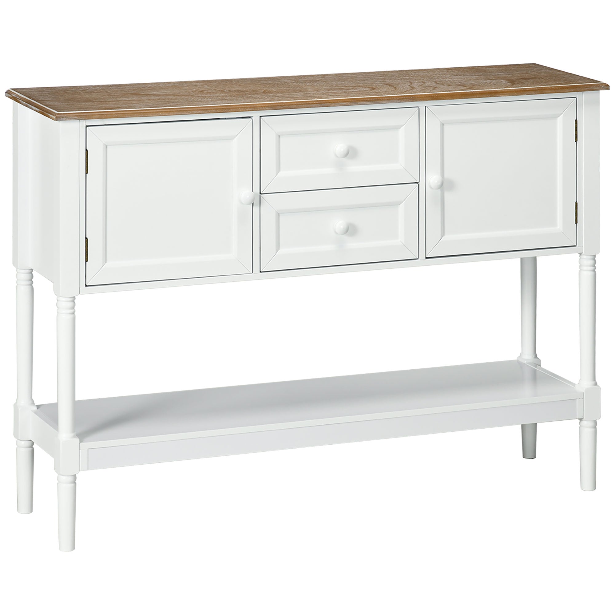 HOMCOM Retro Console Table: Vintage Sofa Table with Drawers & Cabinets, Entryway/Living Room/Bedroom, White 