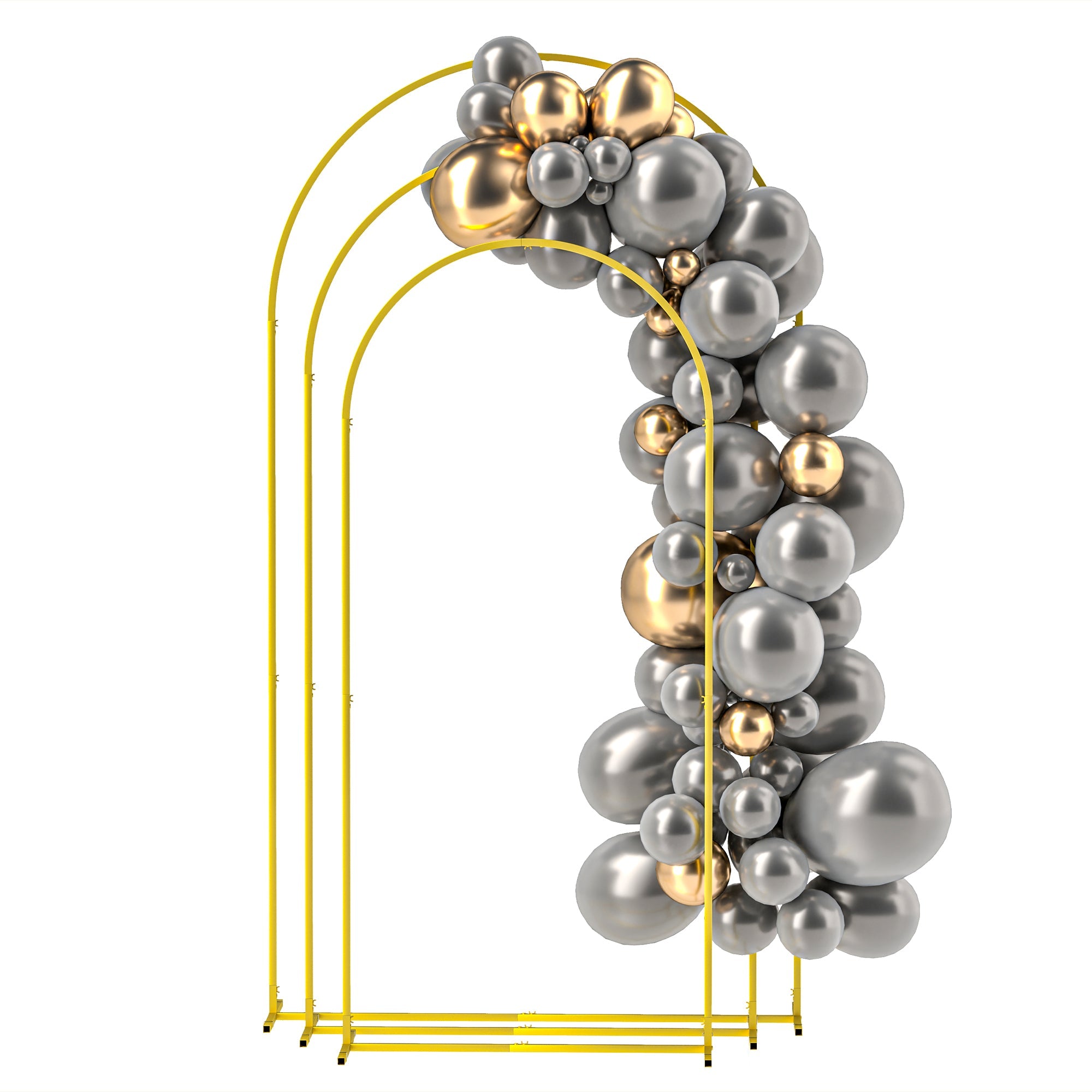 Outsunny Wedding Arch, 7/6.5/6 ft Metal Arch Backdrop Stand Set of 3, Balloon Balloon Arch Stand for Birthday Party, Bridal Shower, Graduation, Ceremony, Banquet Decorations, Gold 