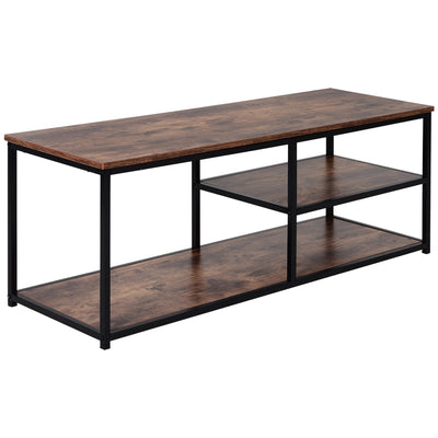 HOMCOM Industrial Chic: TV Stand with Metal Frame, 2 Shelves, and Storage Cabinet, Perfect for Living Room Decor 