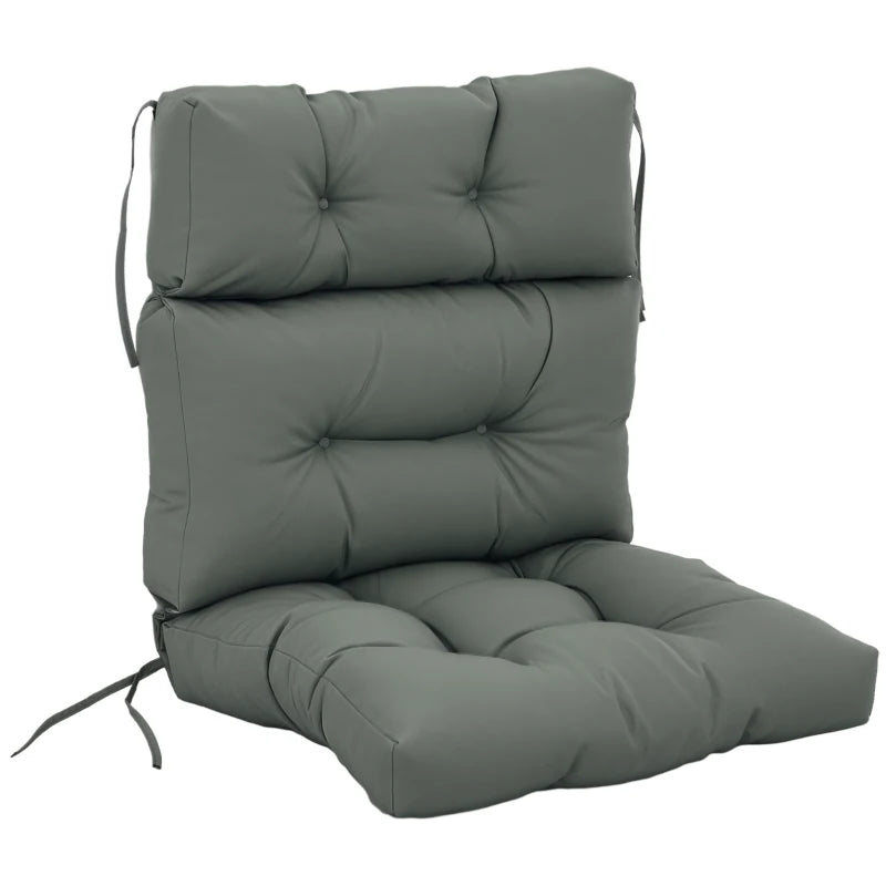 Outdoor Patio Chair Seat/Back Chair Cushion Replacement, Tufted Pillow with Thick Filling and String Ties, Dark Grey