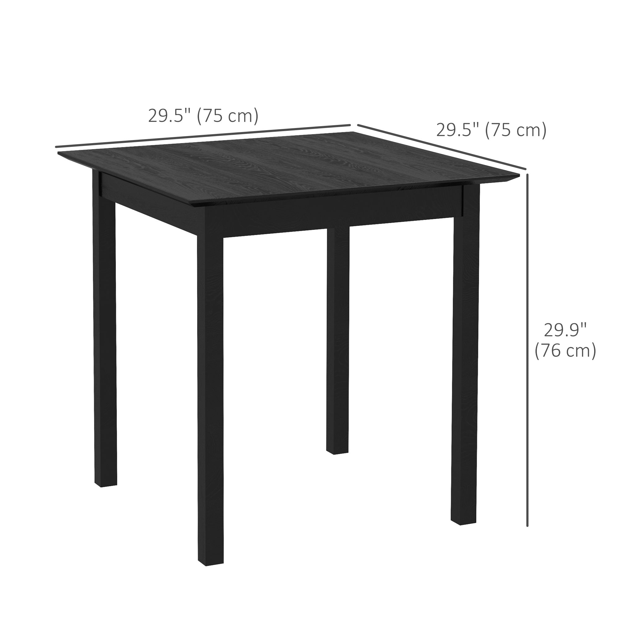 HOMCOM Classic 30" Square Dining Table - Farmhouse Style, Pine Wood Frame, Space-Efficient Small Kitchen Table, Black 