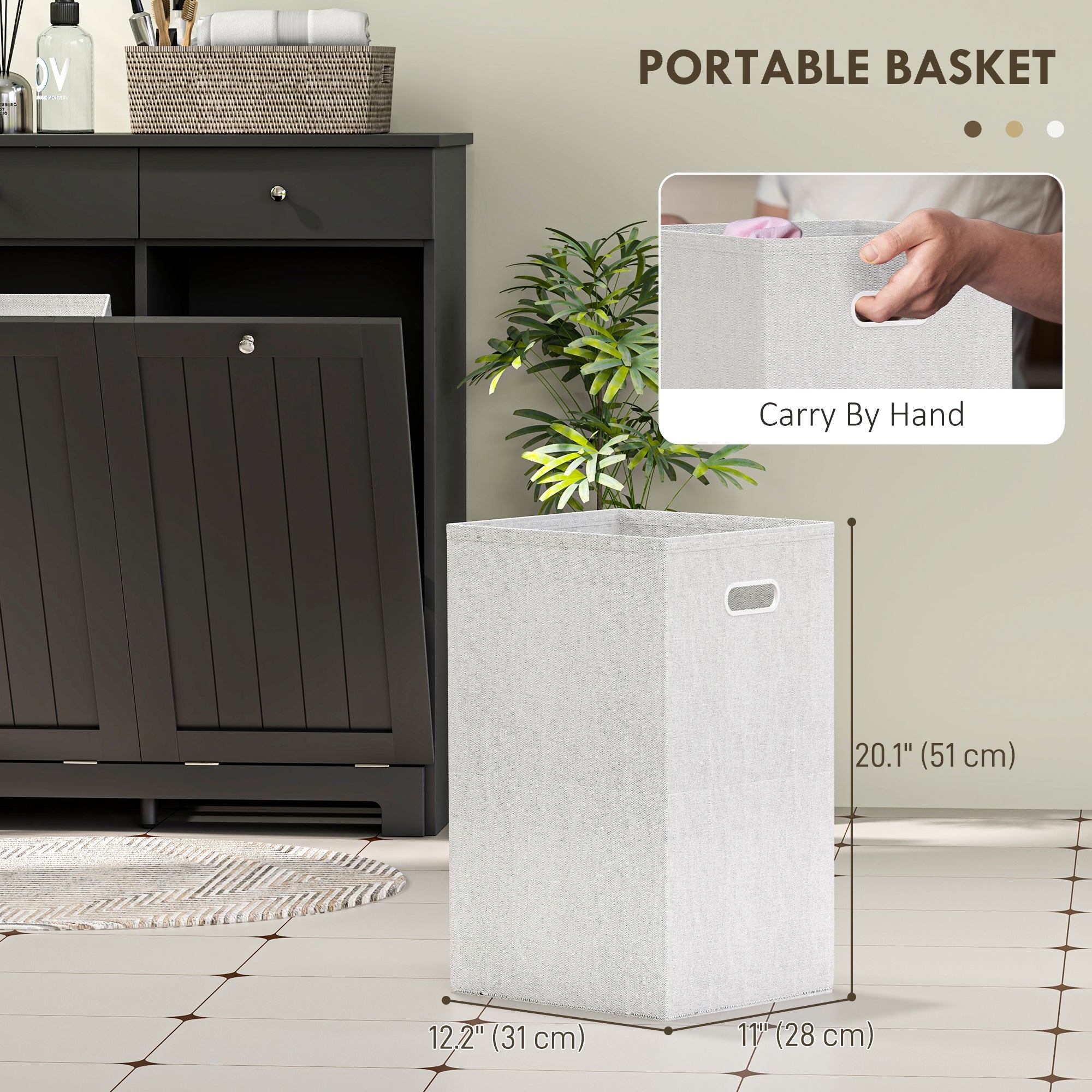 HOMCOM Laundry Cabinet, Tilt Out Laundry Hamper Cabinet with 2 Baskets, Bathroom Hamper Cabinet with 2 Drawers, Black 