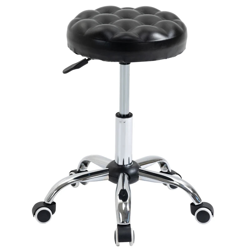 Rolling Swivel Padded Salon Stool with Adjustable Height Wheeled Tattoo Massage Chair Beauty SPA Bar Seat with Thick Padded Black