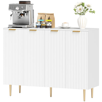 HOMCOM Modern Kitchen Storage Cabinet, Sideboard Buffet Cabinet with Adjustable Shelves for Kitchen Hallway, White 