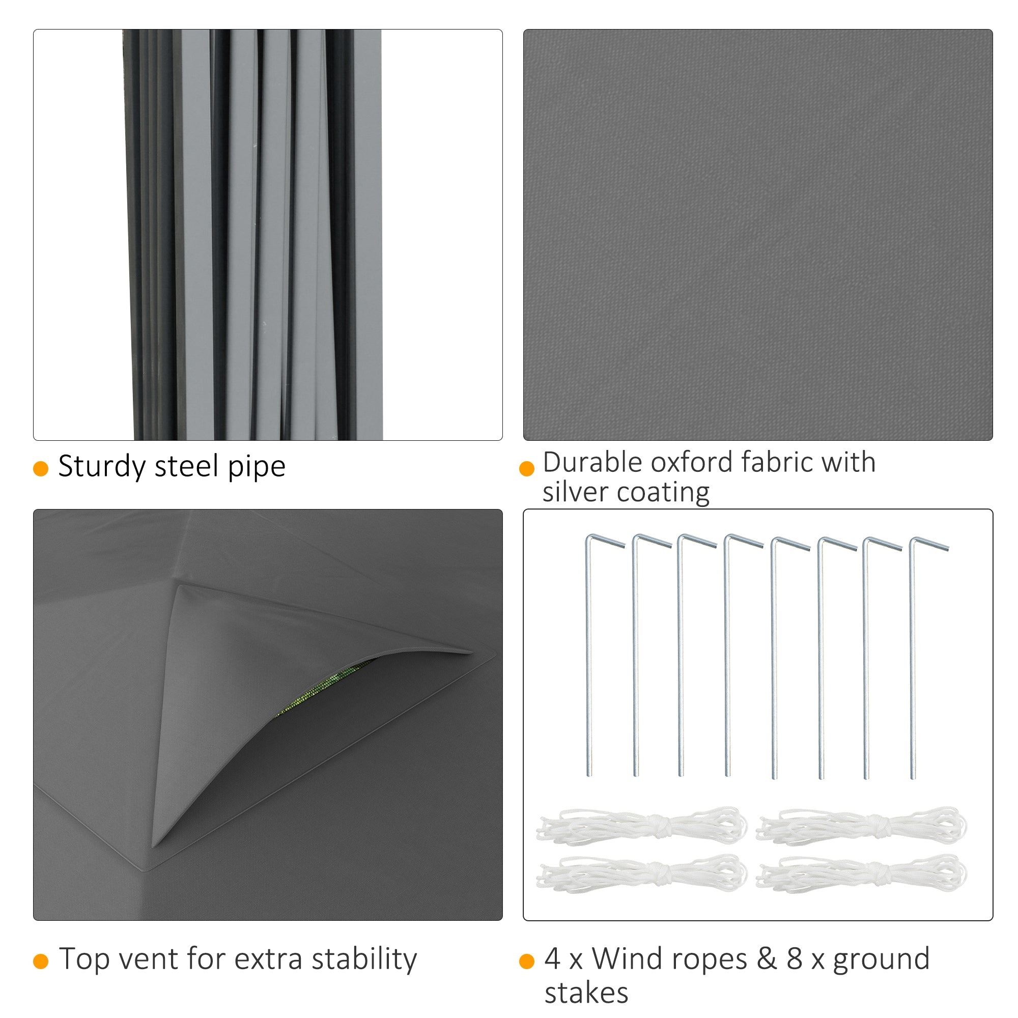 Outsunny 10' x 10' Pop Up Canopy Tent with Airy Top Vents and Wheeled Carry Bag for Outdoor, Garden, Patio, Dark Grey 