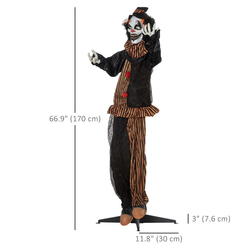 HOMCOM 6.4' Life-Size Winged Grim Reaper – Animated Halloween Decoration, Light-Up Eyes 