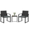 Outdoor Bistro Set, 3 Piece Wicker Patio Furniture with Mesh Seat, Glass Table, Cushions for Porch, Balcony, Grey