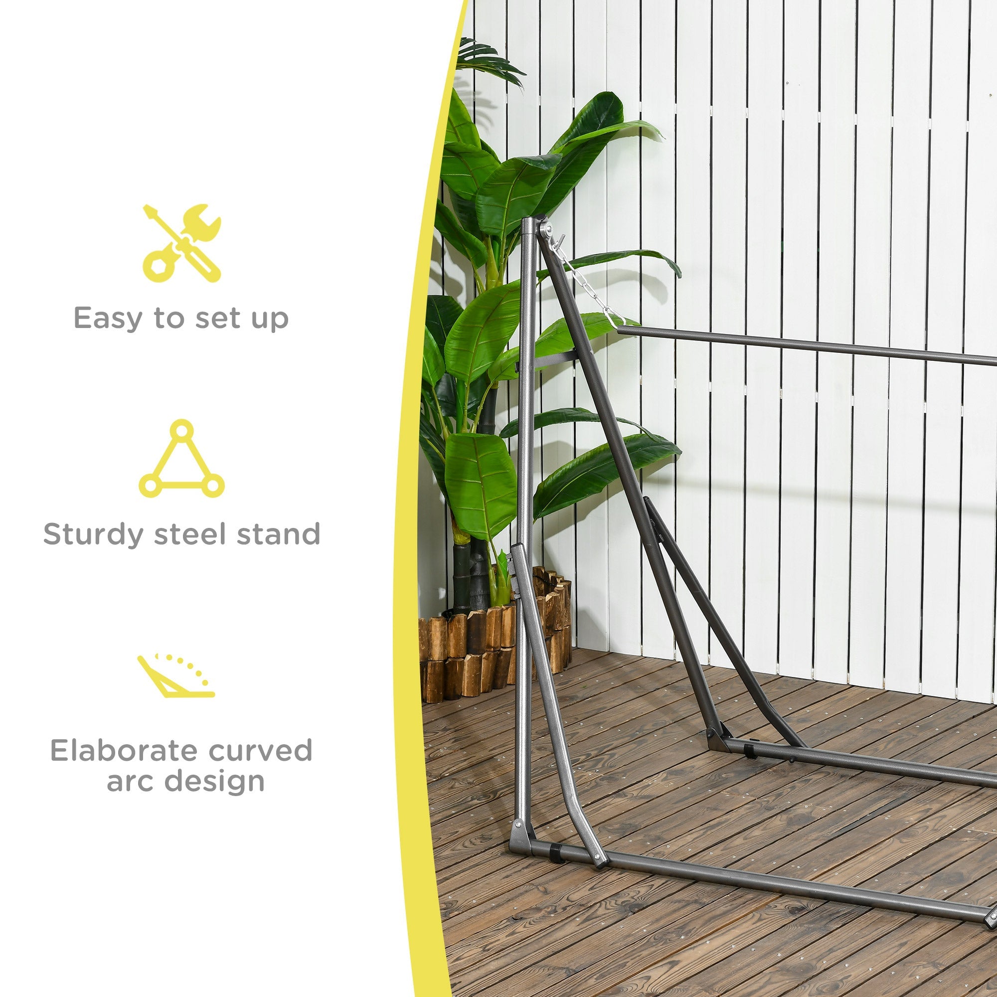 Outsunny Portable Hammock Stand 2 in 1 Net Stand Clothes Drying Rack for Patio Garden Yard Black 