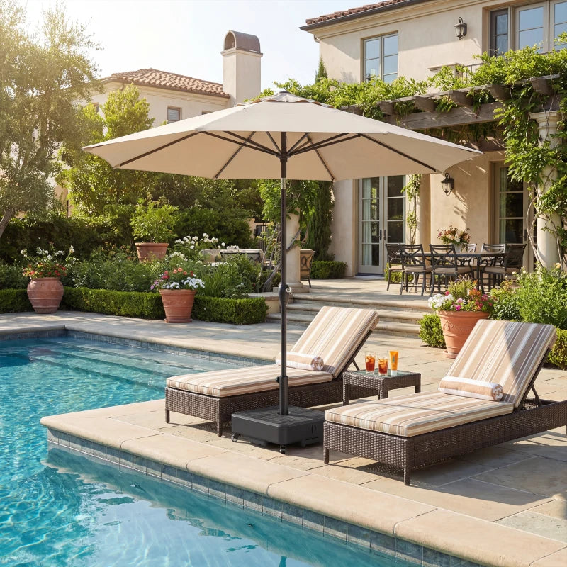 Patio Umbrella Base with Wheels Fillable Outdoor Umbrella Stand for 1.5"/1.9" Poles Black