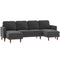 Sectional Sofa, Corduroy U Shaped Couch with Double Chaise and Spring Cushions, 2200lb Capacity, Dark Grey