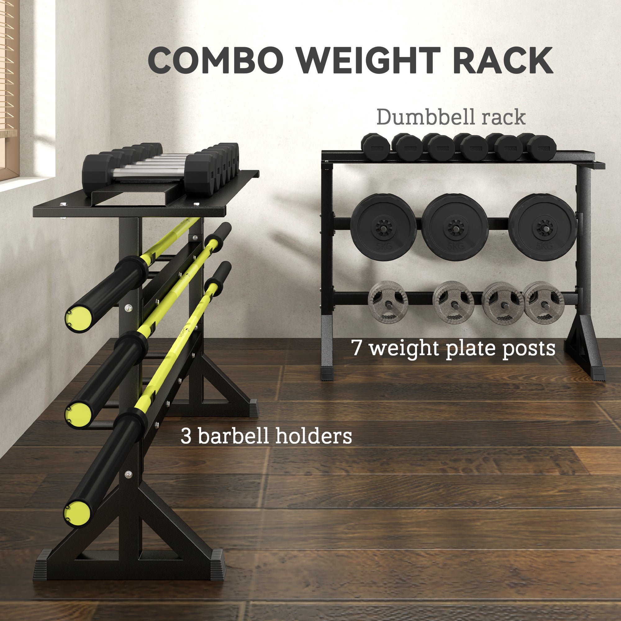 Soozier 1100LBS Capacity Weight Rack, Weight Plate Rack, and Dumbbell Rack for Home Gym Storage 