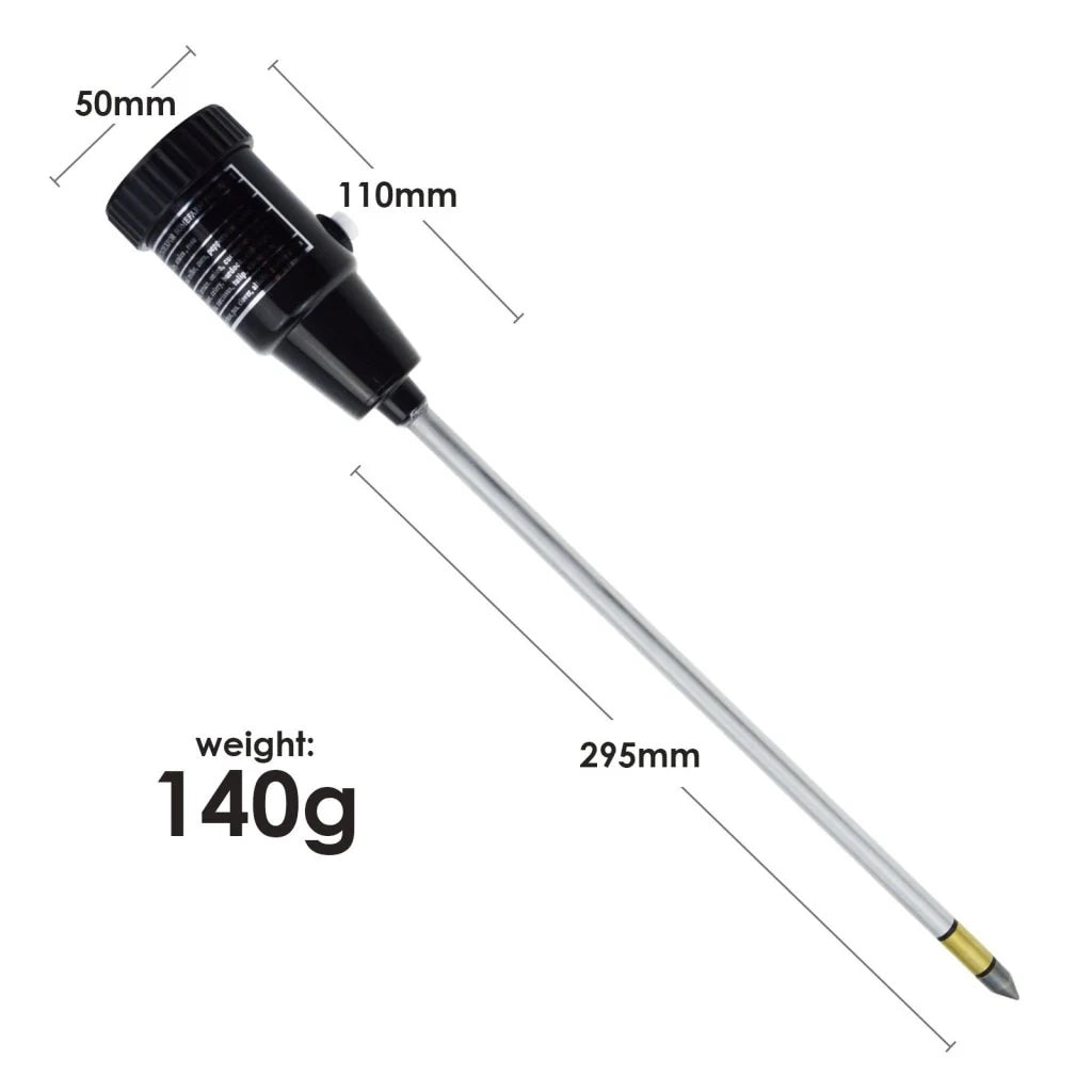 Soil pH & Moisture Tester Meter with 295mm Waterproof Probe
