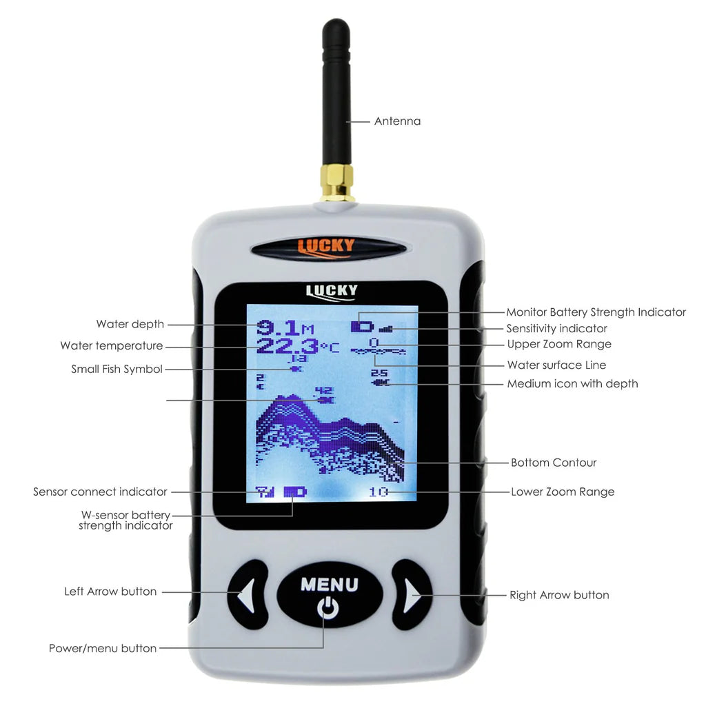 FFW-718LA Wireless Fish Finder, Rechargeable Sonar Sensor, 492 ft Wireless Range, 147 ft Depth Detection with Fish Attracting Light