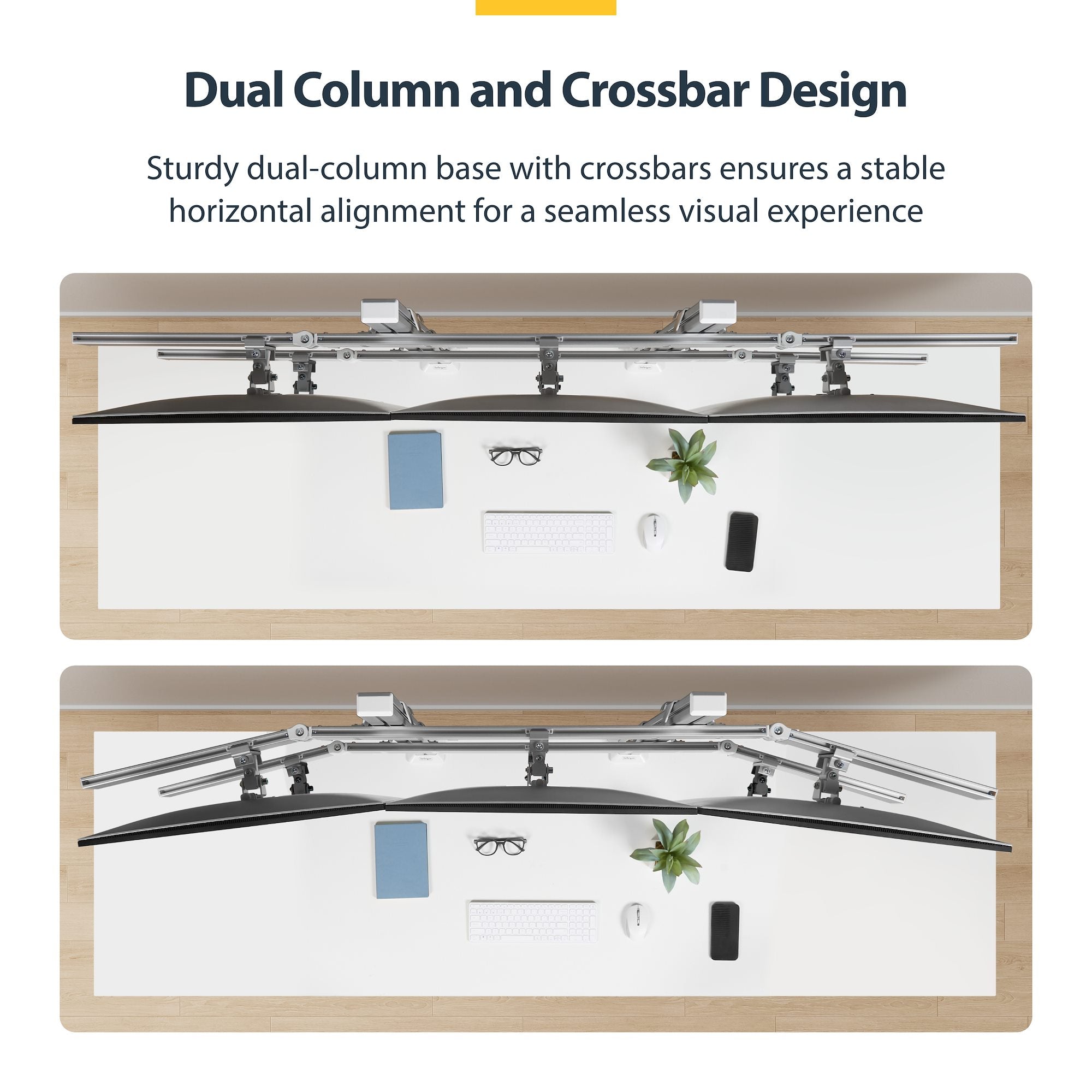 Six-Monitor Desk Mount with Crossbar, Up To 32-inch Computer Screens, Max 17.6lb (8kg) each, Dual Column, C-clamp/Grommet, Height Adjustable 