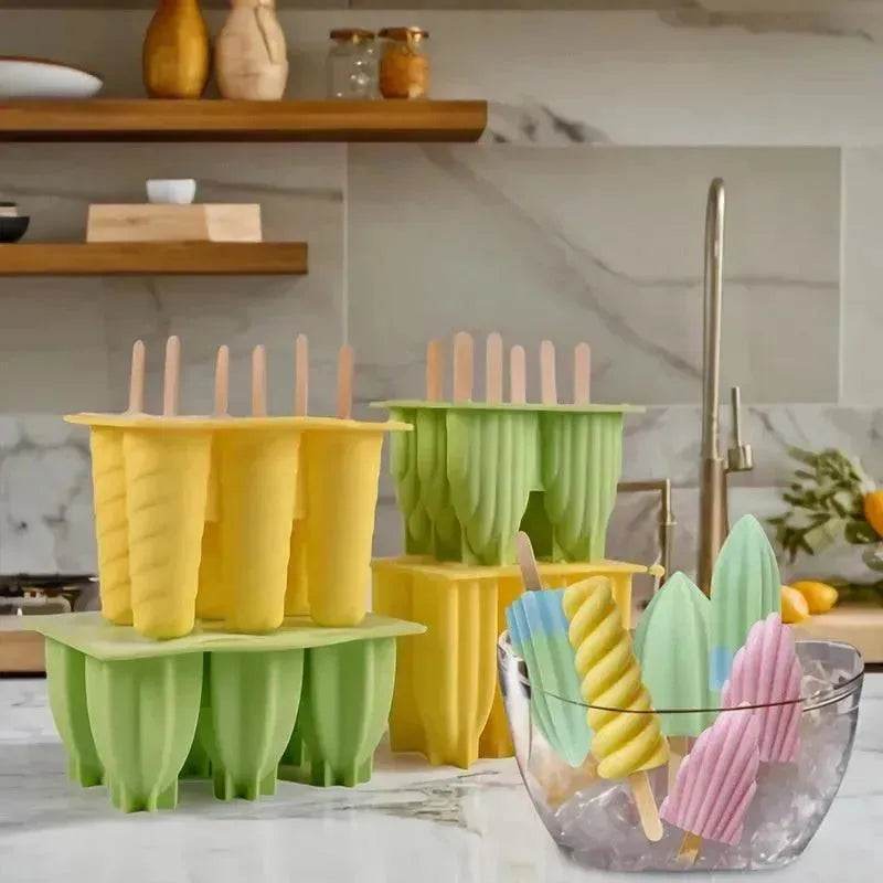 6-piece Spiral Ice Cream Silicone Food Grade Mold 