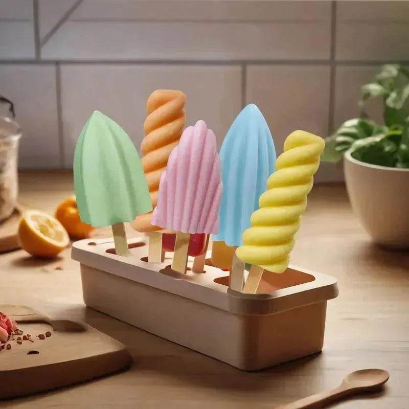 6-piece Spiral Ice Cream Silicone Food Grade Mold 