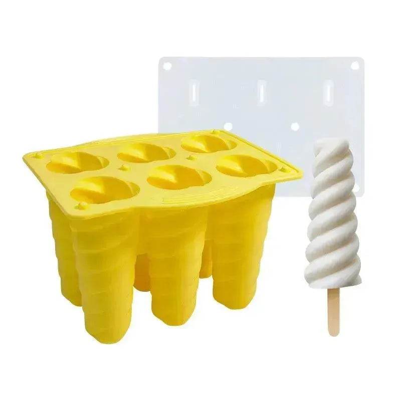 6-piece Spiral Ice Cream Silicone Food Grade Mold 