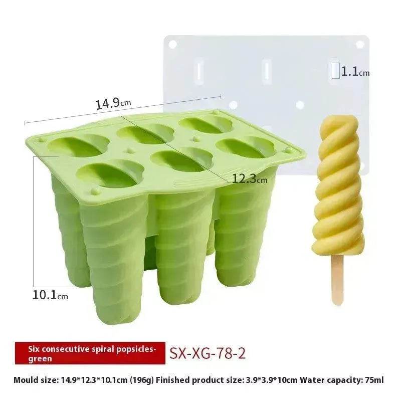 6-piece Spiral Ice Cream Silicone Food Grade Mold 