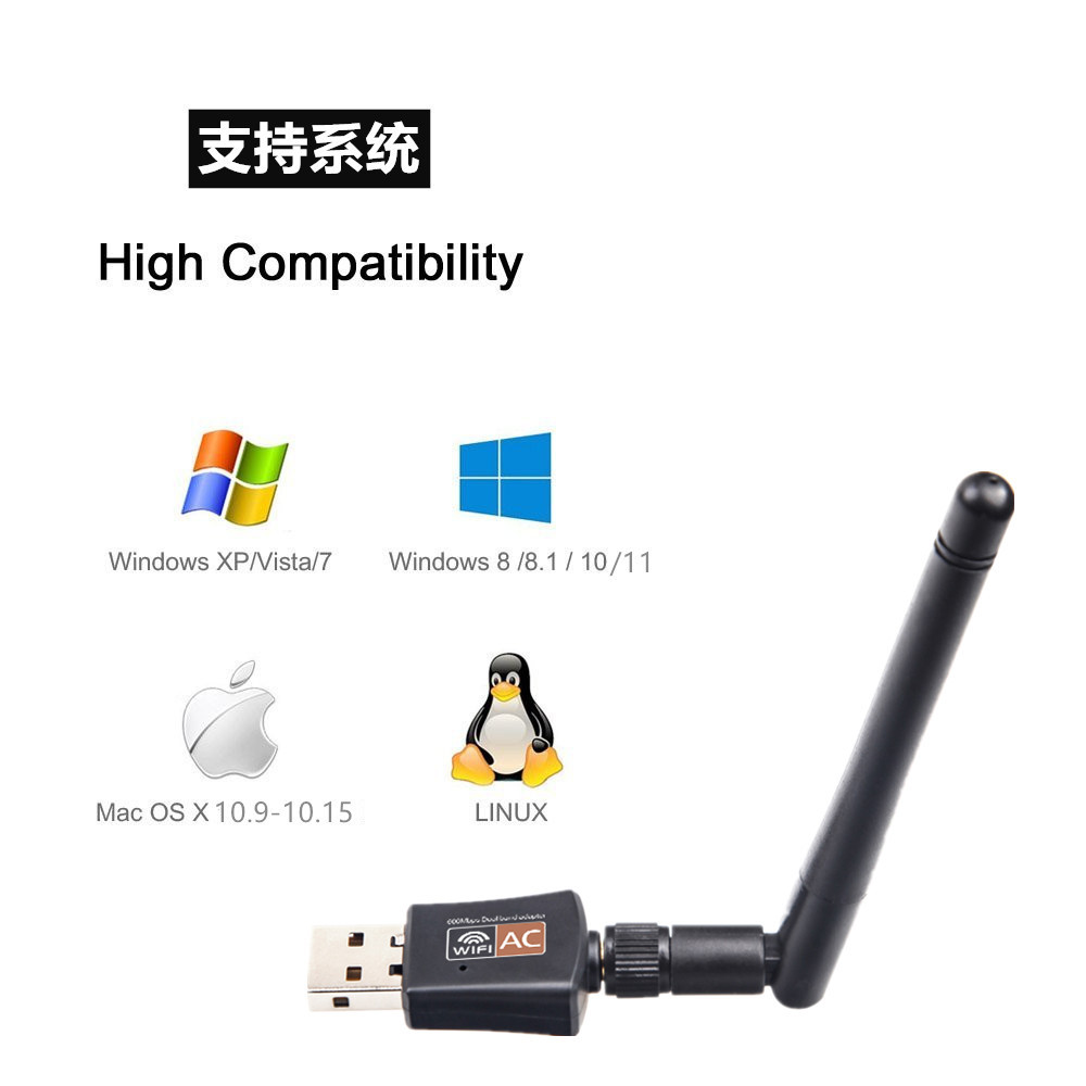 Adaptateur USB sans fil 802.11N 600 Mbps deux bandes avec antenne
