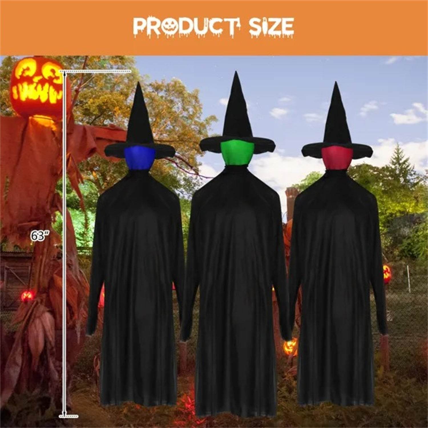 Halloween Black Witches With Change Colors 