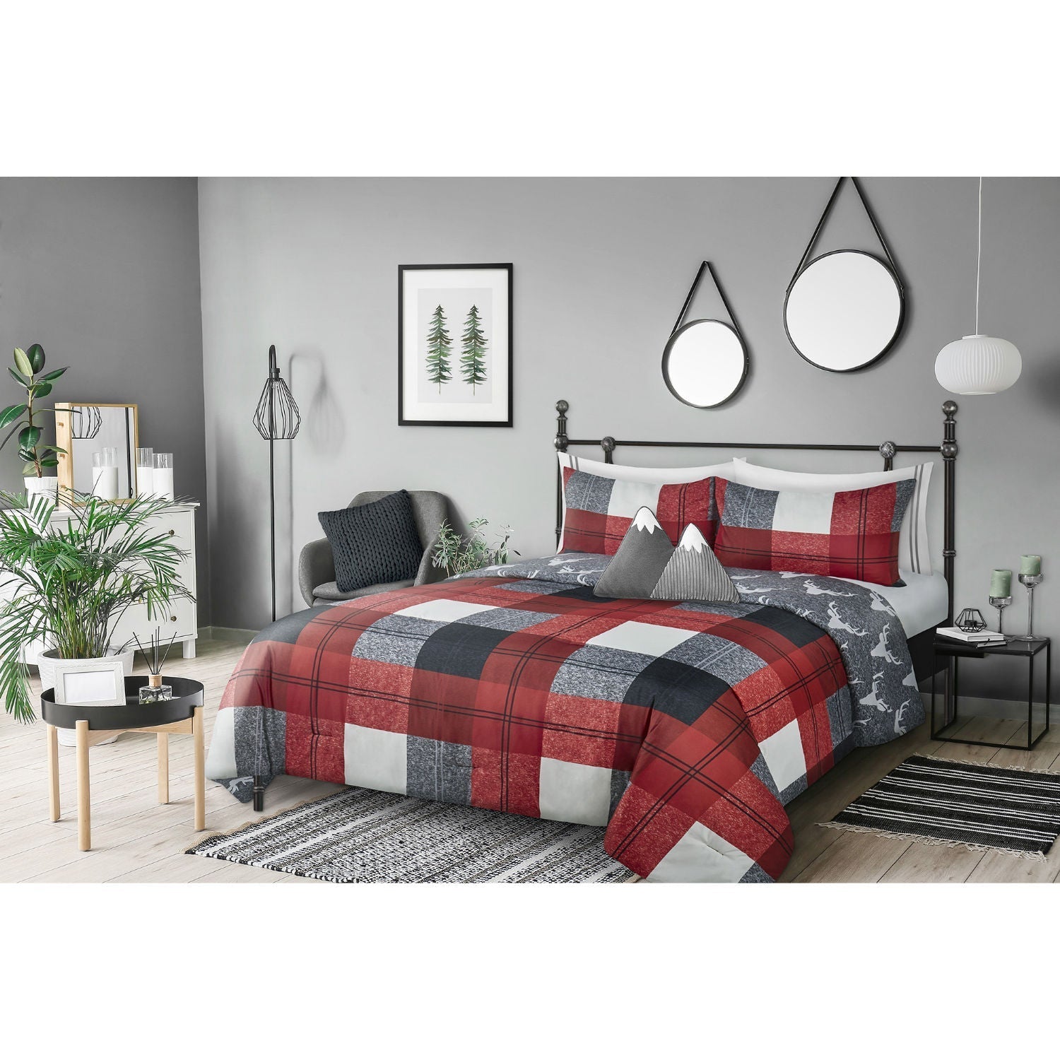 Woven Reversible/Comforter 3 Piece Set King Winter Plaid 