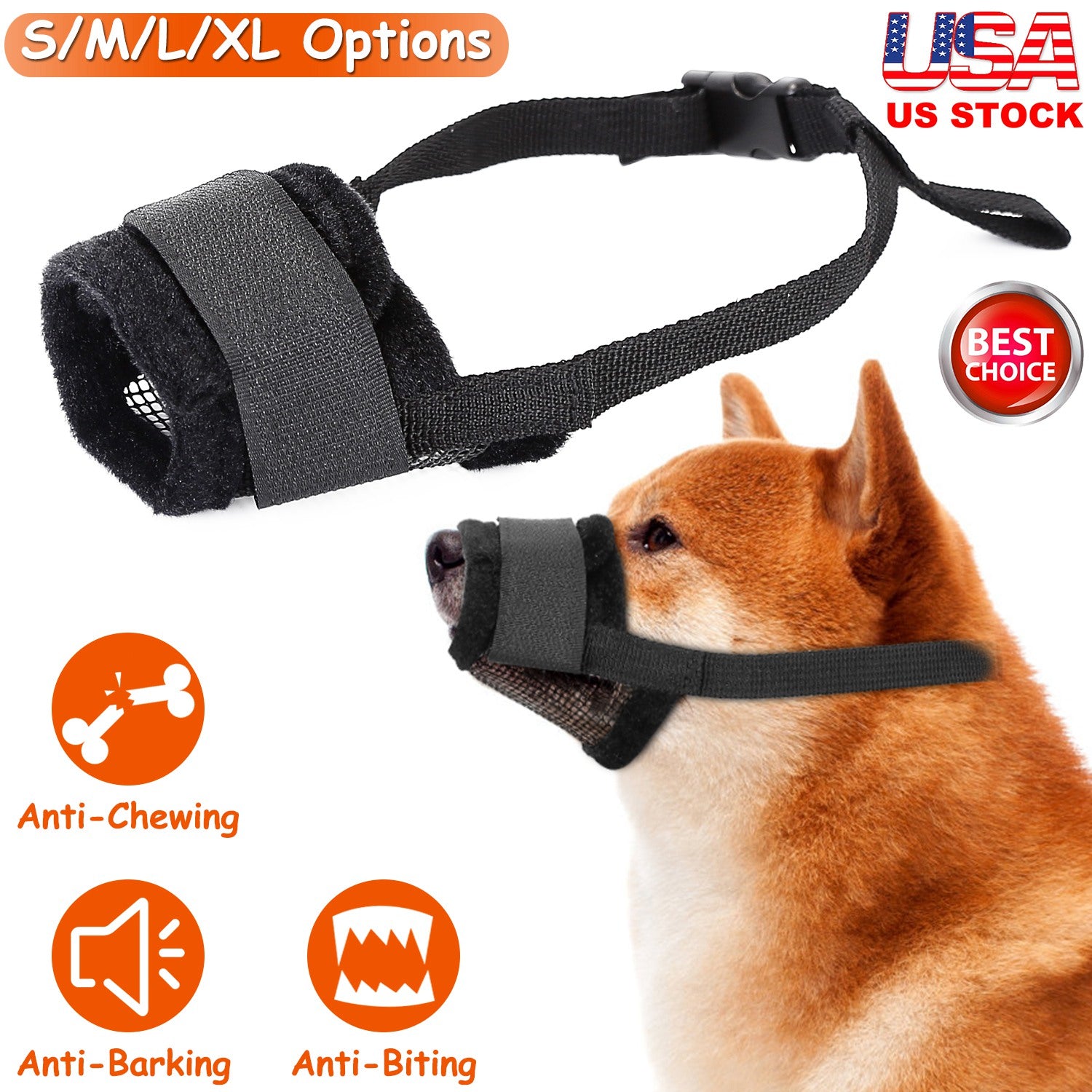 Pet Dog Muzzle Mask Adjustable Dog Mouth Cover with Breathable Mesh Adjustable at Neck Snout for Anti Biting Barking Chewing