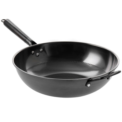 Gibson Home Debossed 13 Inch Heavy Gauge Carbon Steel Wok in Black - Free Shipping 