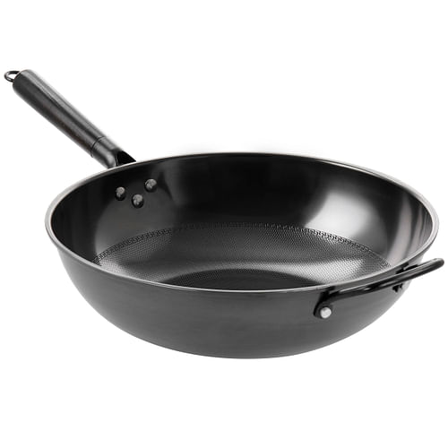 Gibson Home Debossed 13 Inch Heavy Gauge Carbon Steel Wok in Black - Free Shipping