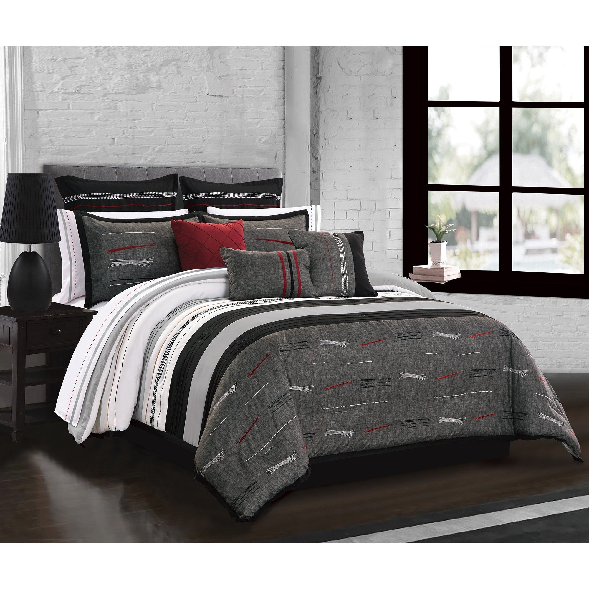 Woven Comforter Bedding Set 7Pcs Queen Zumi 