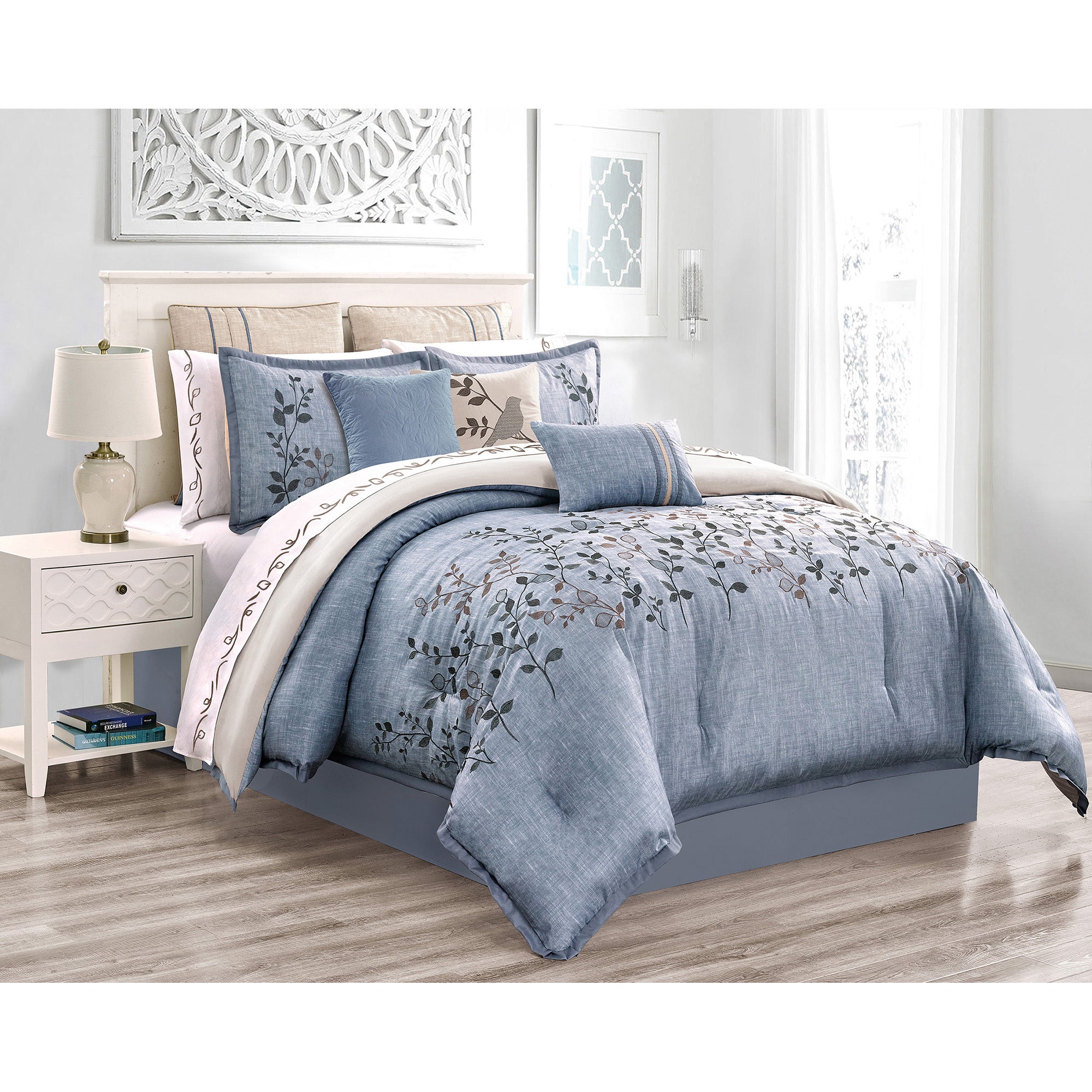 Woven Comforter Bedding Set 7Pcs King Enya 
