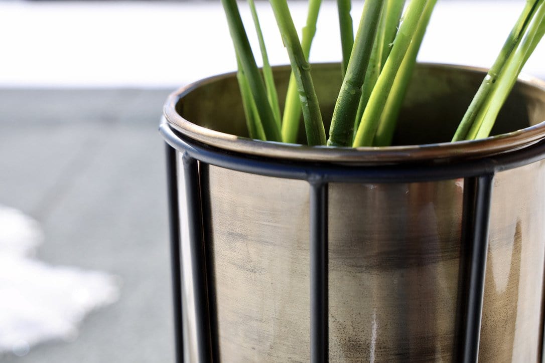 Neva - Brass Planter With Black Stand 