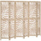 6 Panel Room Divider, Detachable Folding Privacy Screens with Palm Leaf Design for Home Office, Natural Wood