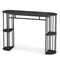 60 Inch Long Bar Table Narrow with Faux Marble Tabletop and Storage Shelves-Black