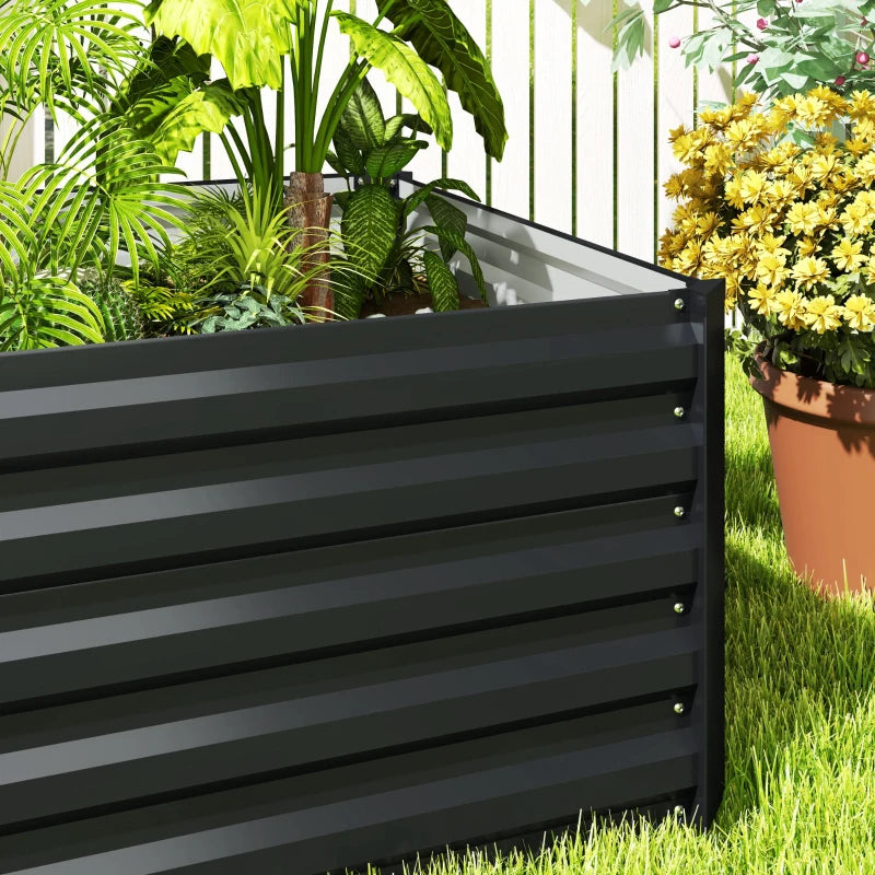 8 x 2.6 x 1.5ft Galvanized Raised Garden Bed, Reinforced Outdoor Planter Box with Open Bottom, Dark Grey