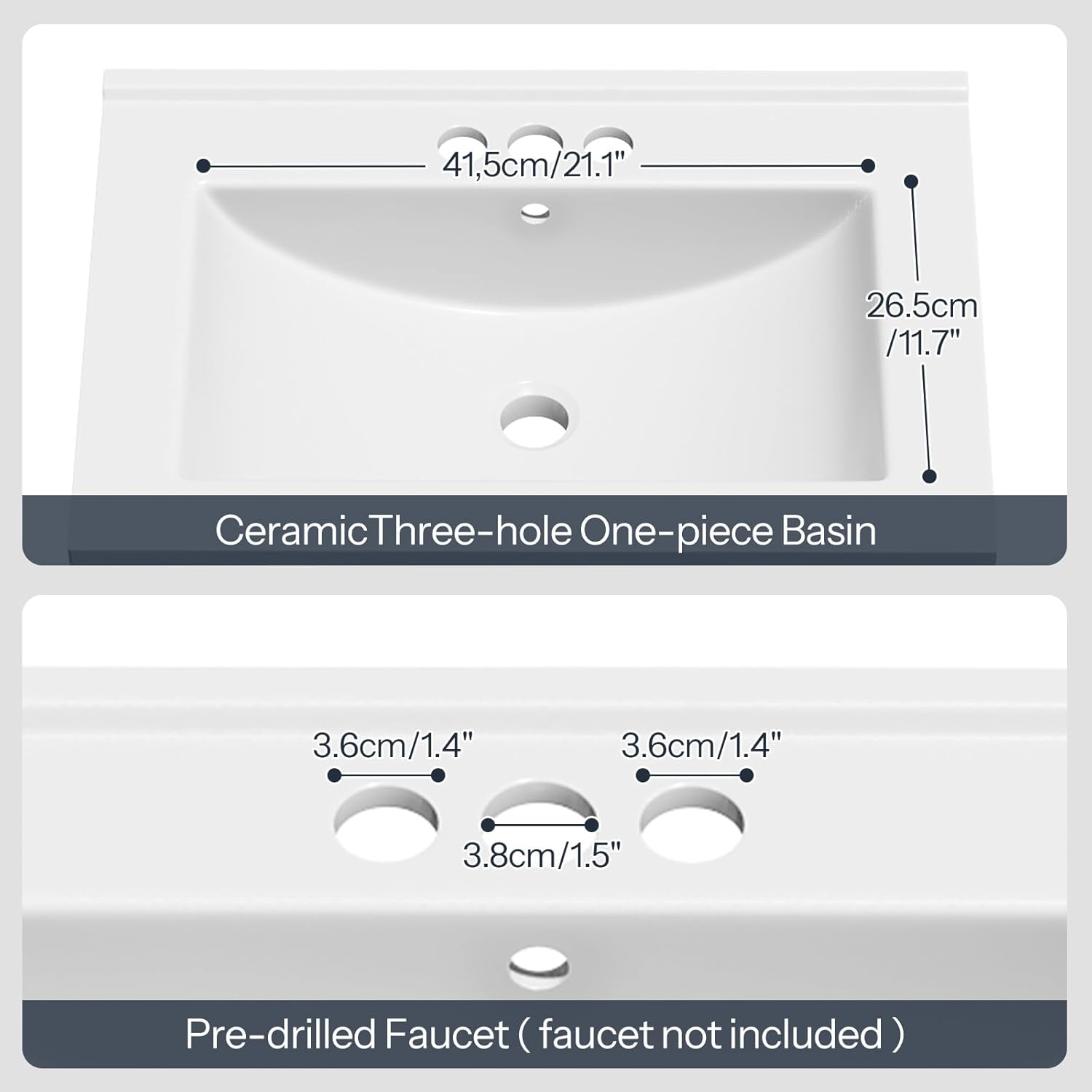 HOOBRO 24.2-Inch Bathroom Vanity with Ceramic Sink, Farmhouse Bathroom Cabinet with 2 Doors, White